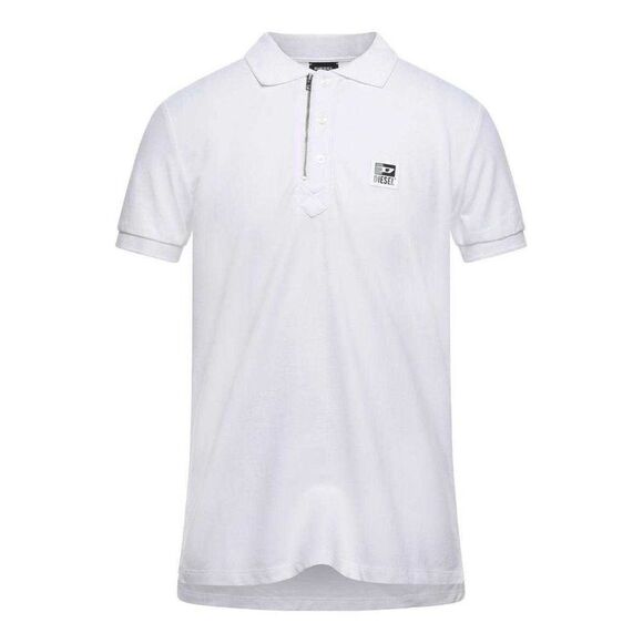 Diesel Mens T-Harry Zip Neck Polo Shirt / White